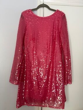 Anthropologie Pink Sequin Shift Dress